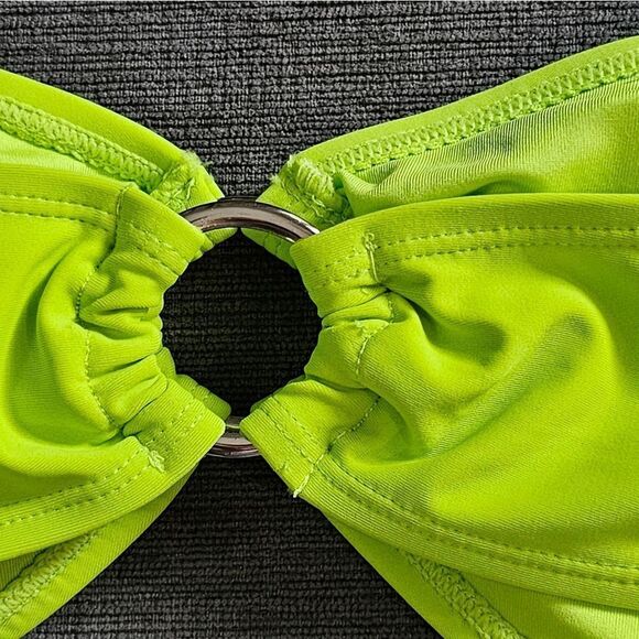 Kendall & Kylie Neon Green Ring Bandeau Bikini Top size Large - Picture 2 of 7